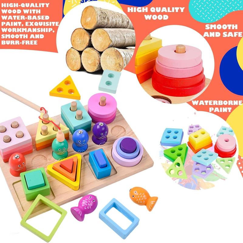 Montessori Toys for Boy and Girl, Shape Sorting and Stacking Toy for Children, Learning Educational Toys for  Boys Girls