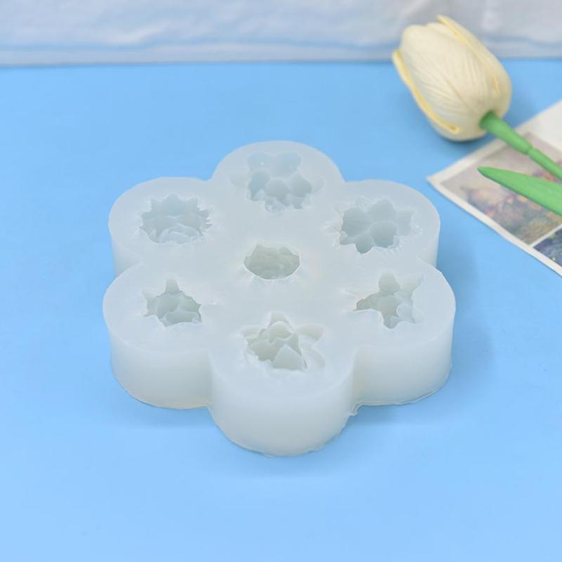 7 Hole Succulent Shaped Silicone Mold, 1 Count Multi Grid Flower Shaped Candle Mold, DIY Candle Making Mold, Soap Making Mold, DIY Craft Supplies