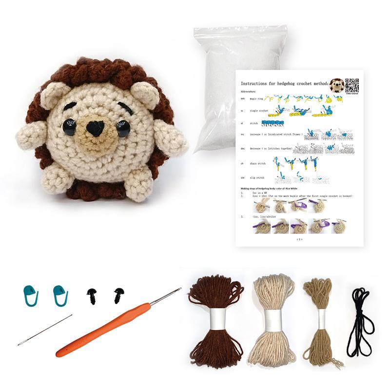 DIY Crochet Kit, 1 Set Cute Cartoon Animal Design Crochet Starter Kit, DIY Handmade Knitting Kit for Beginners, Knitting Supplies