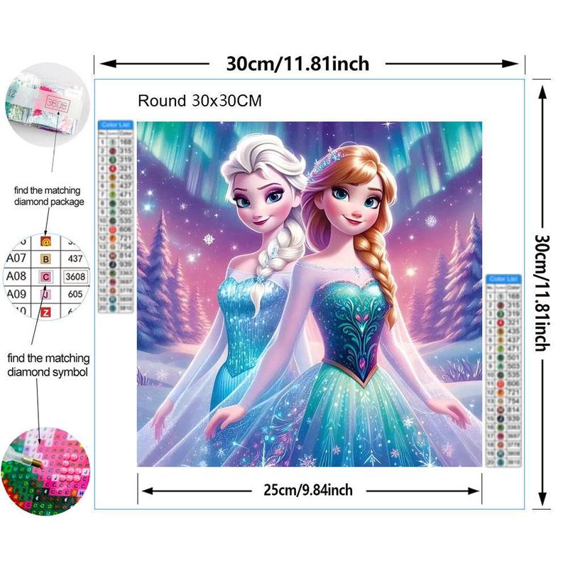 Frozen Princess Pattern DIY Diamond Arts Colorful Painting Kit without Frame, DIY 5D Diamond Arts Colorful Painting for Bedroom Home Wall Decor