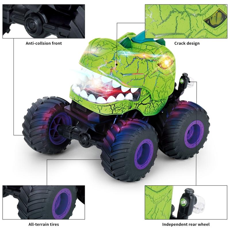 Dinosaur Remote Control Car, 360° Rotating RC Stunt Car Dinosaur Truck Toys With Spray, Light & Sound, 2.4GHz All Terrain RC Cars For Boys Birthday Gifts