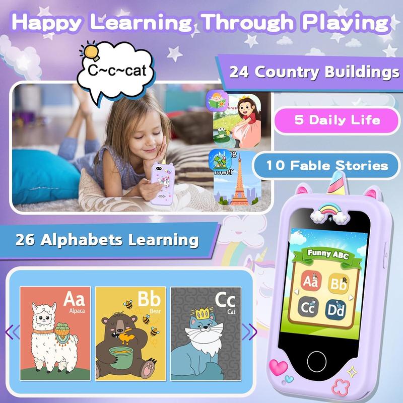 Kids Smart Phone for Girls, Christmas Birthday Gifts for Girls Age 3-10 Kids Toys Cell Phone, 2.8