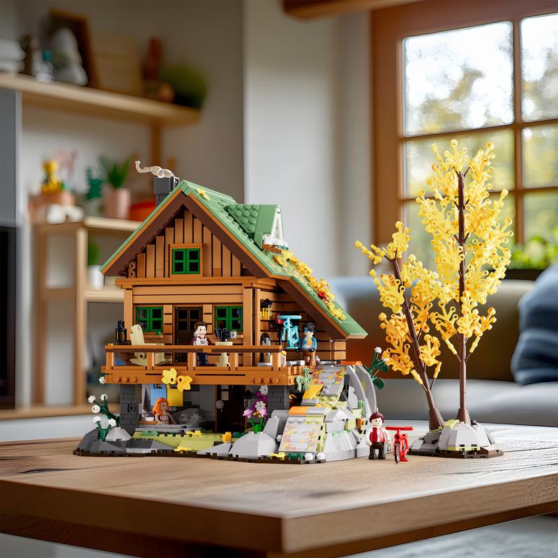 Funwhole Mountain-Cabin House Lighting Building-Bricks Set  2255 Pcs- Friends Mountain House and Treehouse Collection LED Light Building Set Holiday Gift for Adults and Teen