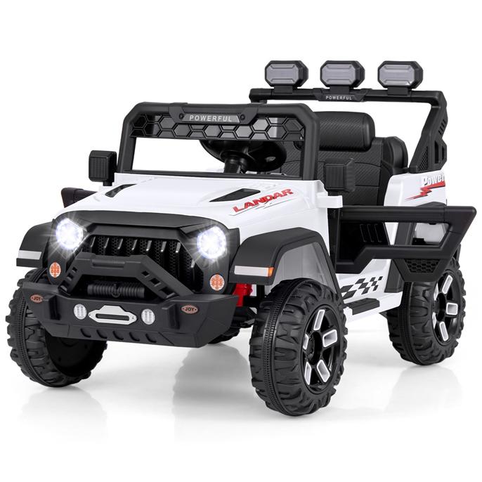 [ShopTab] COSTZON Ride on Car, 12V Battery Powered Truck Vehicle with Remote Control, Spring Suspension, Headlights, Music, Horn, MP3, USB & Aux Port