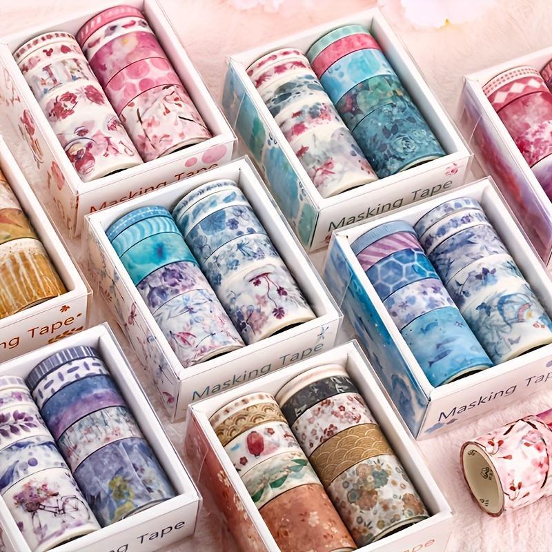 Washi Tape Set, 10 Rolls box Random Color Cute Illustrations Pattern Washi Tape, DIY Decorative Tape for Scrapbooking, Journaling, Gift Wrapping, Christmas Gift