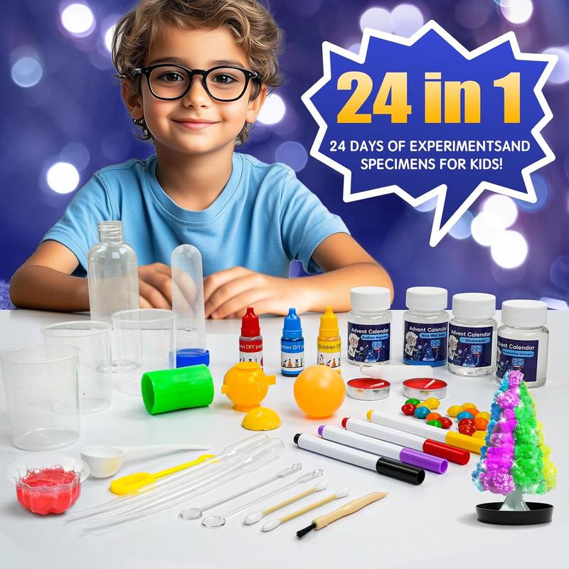 Science Advent Calendar 2024 for Girls Boys Countdown Calendar Gifts S-T-E-M Science Experiments with 24 Cool Experiments Christmas for Kids Age 4-6-8-12