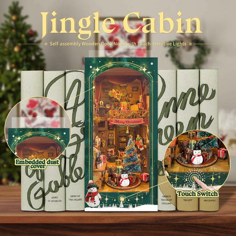 3D Wood Craft Kit, 1 Count Miniature Scene DIY Miniature House Kit, DIY Christmas Corner Decoration, Book End Decoration, Stereo Model Gift for Adults & Teens, Stocking Filler