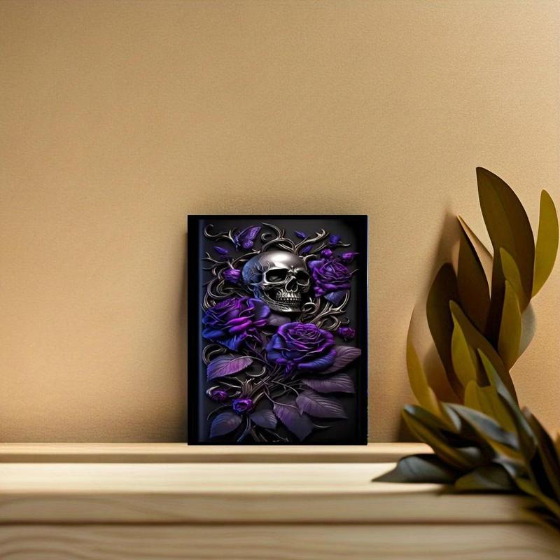 DIY Artificial Rhinestones Arts Painting Kit Without Frame, Halloween Skeleton Pattern DIY Painting, Handmade Craft Wall Art Decoration