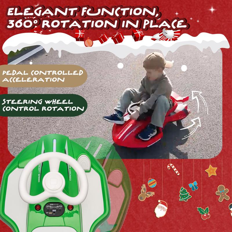 12V Kids Ride Wiggle Car with Pedal, On Electric Toy,360 Degree Drift in place,Spray function,Front&Side Lights design,USB MP3,Bluetooth,Music christmas 2024 ornament christmas gifts boys christmas gifts gifts for boyfriend