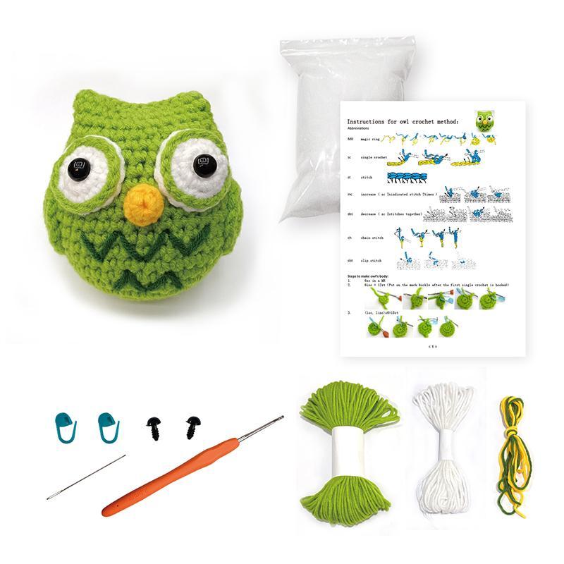 DIY Crochet Kit, 1 Set Cute Cartoon Animal Design Crochet Starter Kit, DIY Handmade Knitting Kit for Beginners, Knitting Supplies