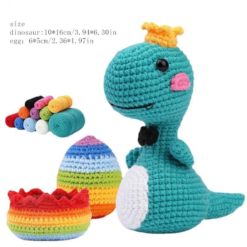 DIY Crochet Kit, 1 Set Cute Dinosaur & Egg Crochet Kit, DIY Handmade Knitting Kit for Christmas Gift, Crochet Starter Kit for Beginners, DIY Gift for Friends