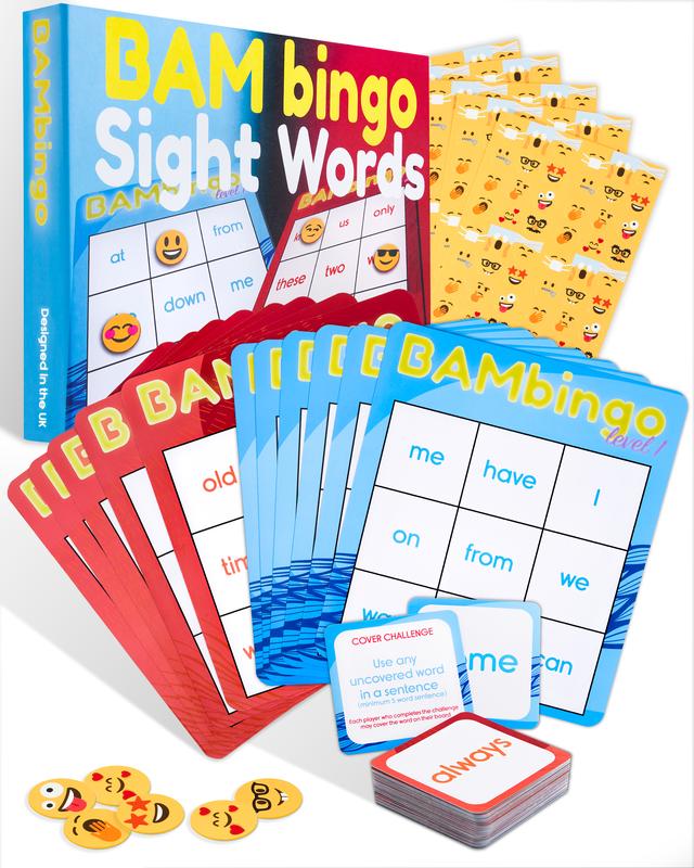 The Bambino Tree Sight Word Bingo Game Level 1 and 2 - Educational Flash Cards for Preschool Kindergarten First Grade - Dolch's Fry's Words Lists