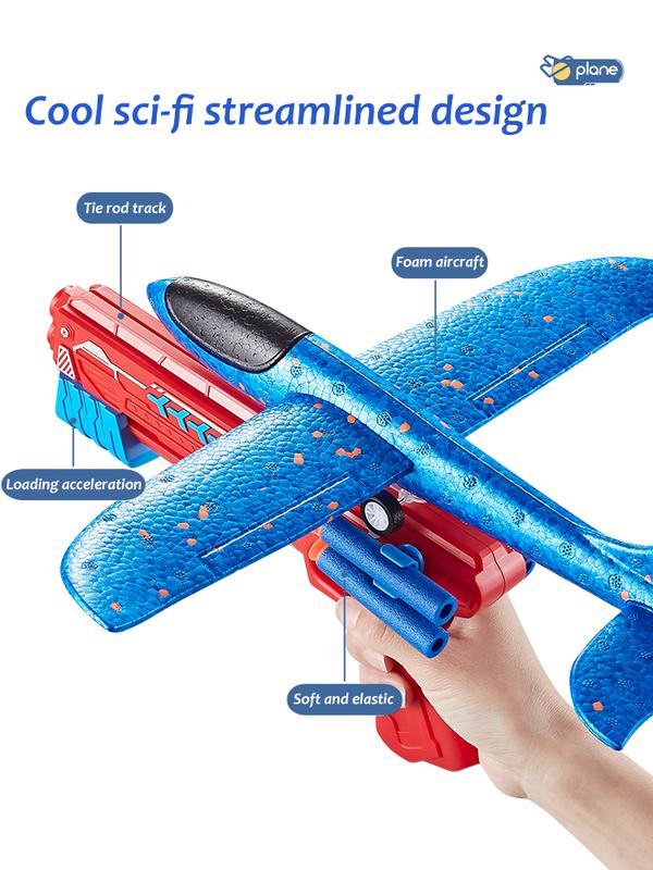 Soft Shell Aircraft Launcher(Three Playgame in One),Blue Plane and Red Launcher for kids outdoor play fly toy