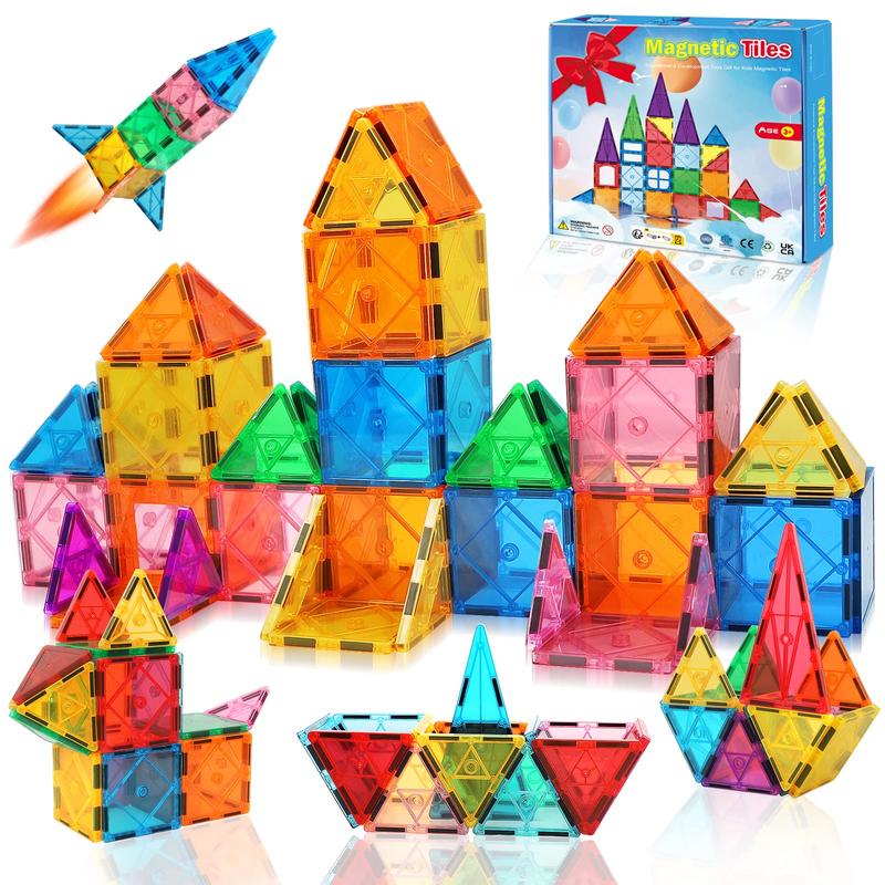 Magnetic Tiles Kids Toys, Magnetic Tiles for Kids Ages 3-5 5-7 Years Old, 3D Magnetic Building Blocks STEM Learning Construction Toys for Boys Girls