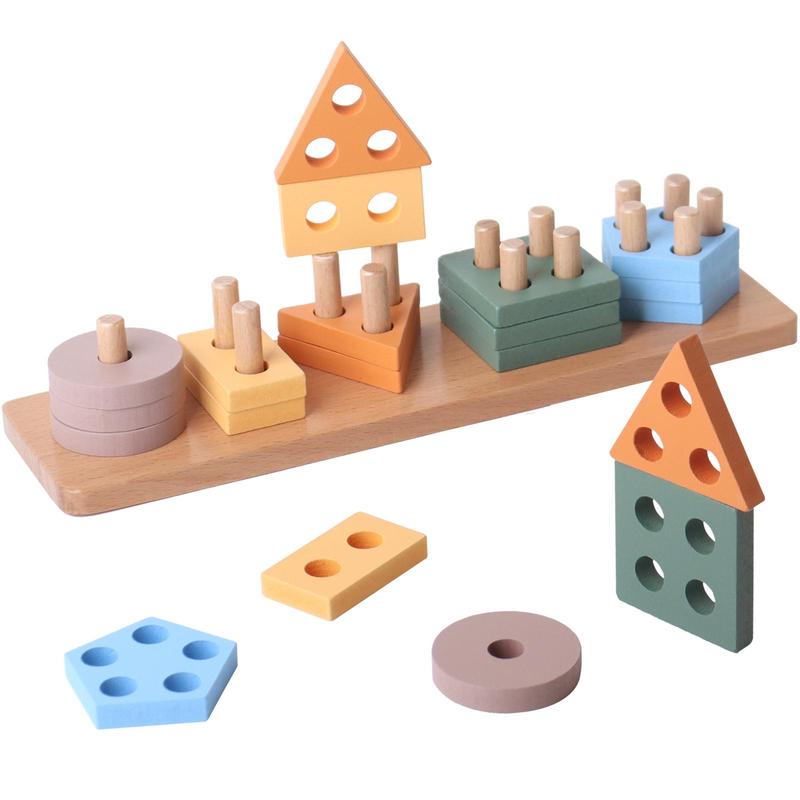 Creative Wooden Shape Sorter Toy (1 Box), Colorful Shape Sorting Toy, Color Sorting Toy, Preschool Educational Toy