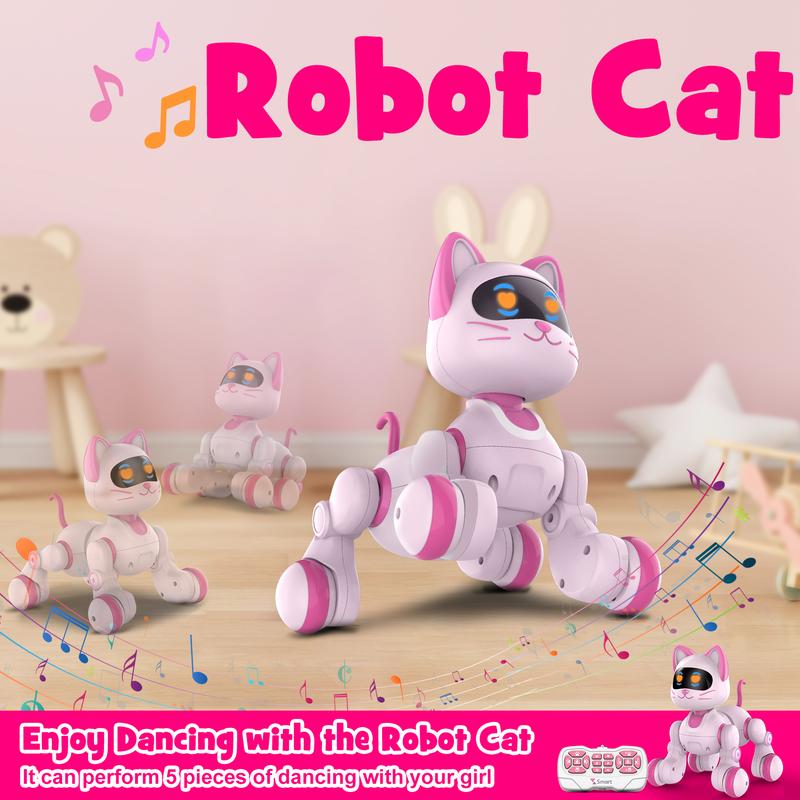 Christmas 2024 Gifts Robot Toy Cat for Kids:Remote Control Pet | Interactive Toys for Girls Birthday Gifts with Touch Sensing Gestures Interactive Touch Robot Dog Toy Rechargeable Smart