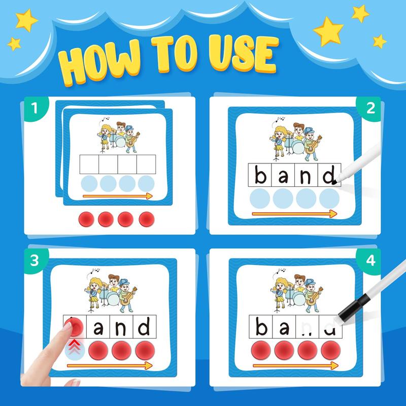 Elkonin Boxes Phonemic Awareness Phonics Games, Reading Spelling Sound homeschooling Manipulatives Sight Word Flash Cards