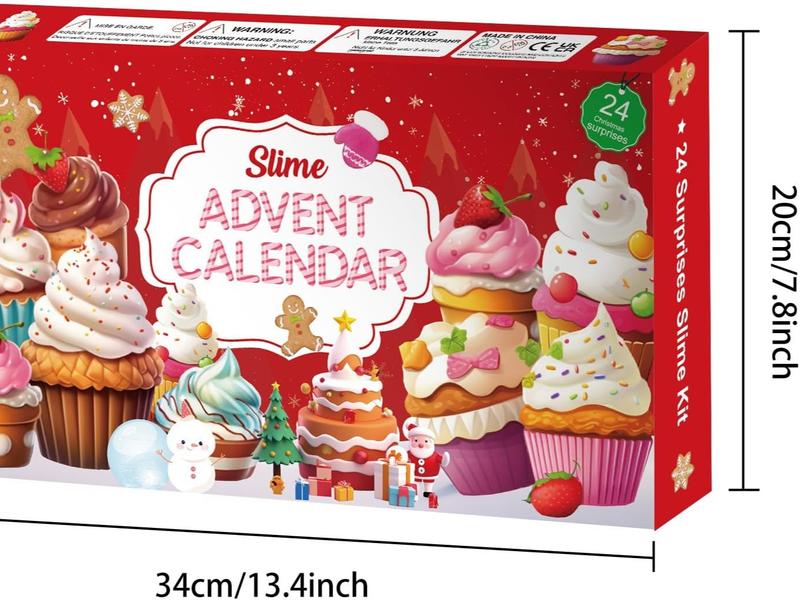 Slime Advent Calendar 2024 - Christmas Countdown Calendars 24 Days of Surprises with Different Texture Fluffy Slime Kit Funny Gifts Toy for Toddler Kids Teens Girls 4 5 6 7 8 9 10 11 12 Year Old