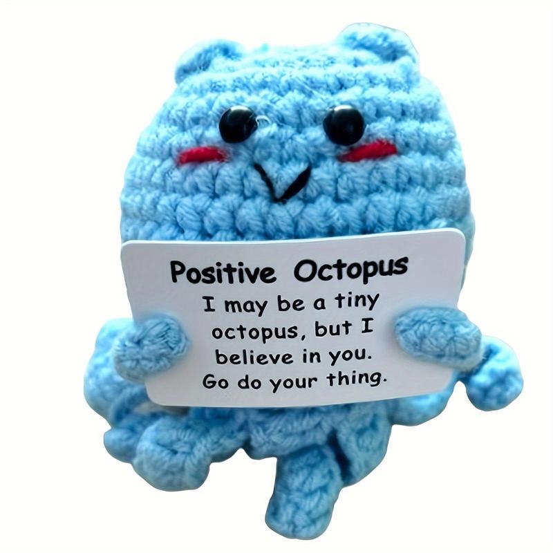 Positive Octopus Design Crochet Toy, Cute Crochet Knitting Toy with Card, Handmade Emotional Support Gift for Friends, Christmas Gift