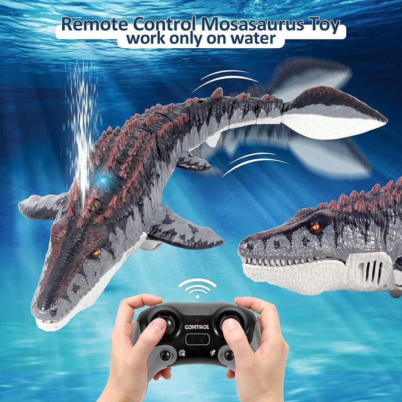 Remote Control Mosasaurus Dinosaur Toy, 1 Count Rechargeable Electric Simulation Dinosaur Toys with Light & Spray, Pool Toy for Swimming Bath Lake Ocean, Stocking Fillers Gift, Christmas, Christmas Gift