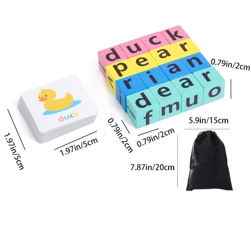 Wooden Word Spelling Game Toy, 1 Set Letters Reading Building Blocks, Colorful Words Alphabet Learning Puzzle for Gift, Christmas Gift