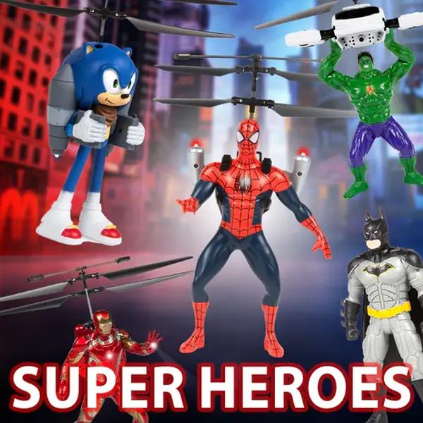 SUPERHERO Spider-Man Hulk Iron Man Captain America Batman Superman Sonic Deadpool Remote Control Flying Figure Helicopter