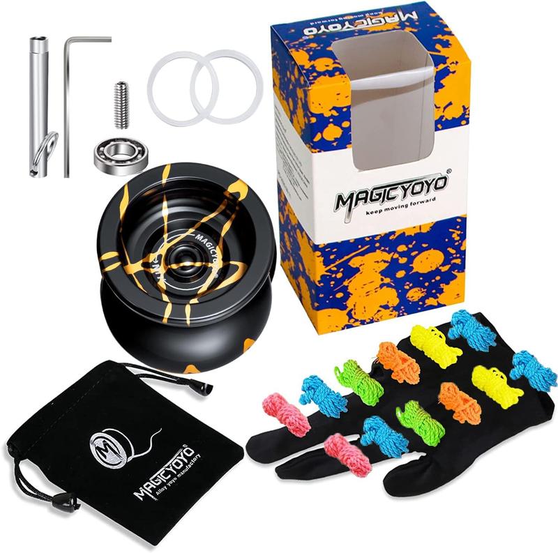 MAGICYOYO N11 Professional Unresponsive Yoyo N11 Alloy Aluminum YoYo Ball with Bag, Glove, 12 Yoyo Strings and Responsive Bearing Kit