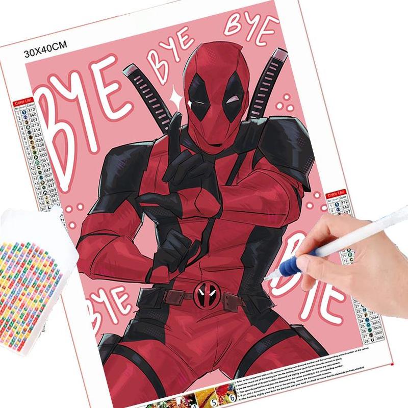 Deadpool Pattern DIY Diamond Arts Colorful Painting Kit without Frame, 5D Diamond Arts Colorful Painting Kit, Wall Art Decor for Home Bedroom