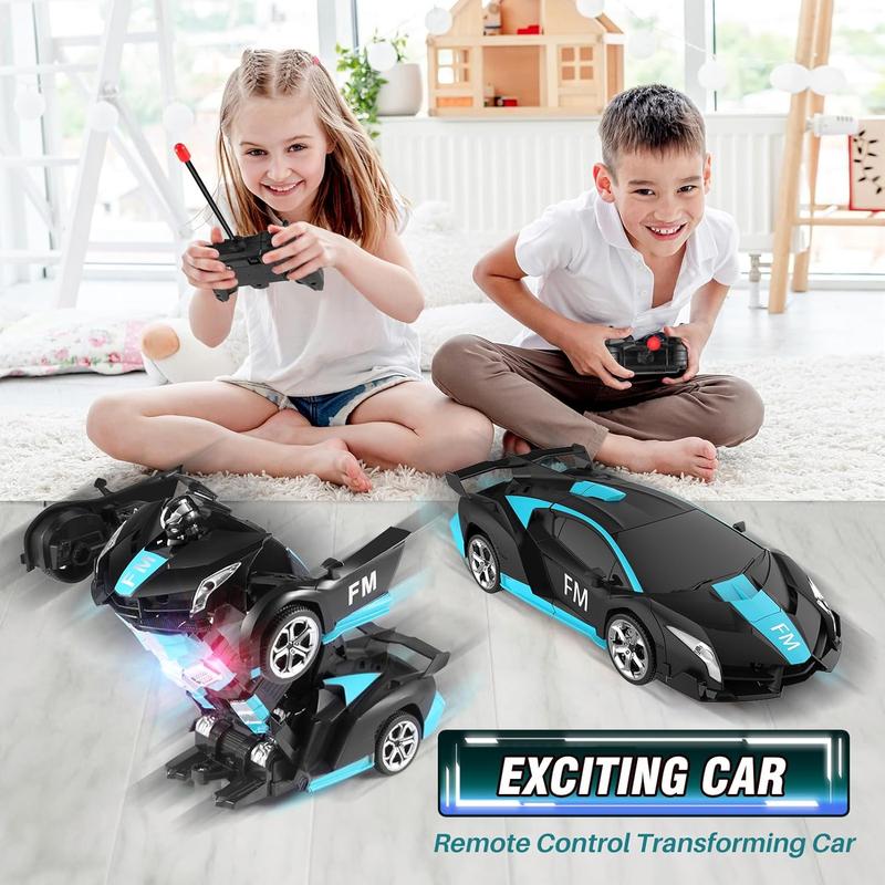 Remote Control Car for Kids Ages 3-8, RC Cars Toys for 4 5 6 7-12 Boys Girls, One-Key Transforming Robot with 360 Rotation Drifting, Best Christmas Birthday Gifts, Dark Blue