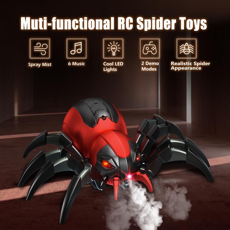 Hamiface Remote Control Spider Kids Toys - Realistic RC Spider, Music Effect, LED Light, Toys for 3 4 5 6 7 8 9 10 11 12+ Year Old Boys Girls, Gifts for Halloween Christmas Birthday