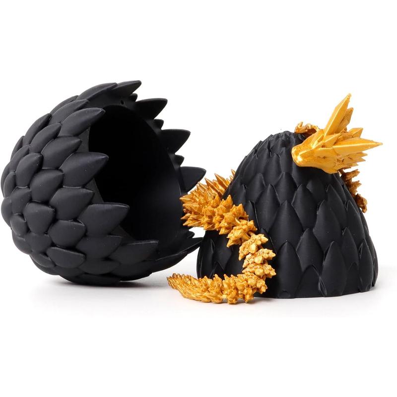 Dragon Egg- Gold - Surprise Egg with Flexible Pearly Sheen Dragon, 3D Printed Gift Toy, Figurine Decor