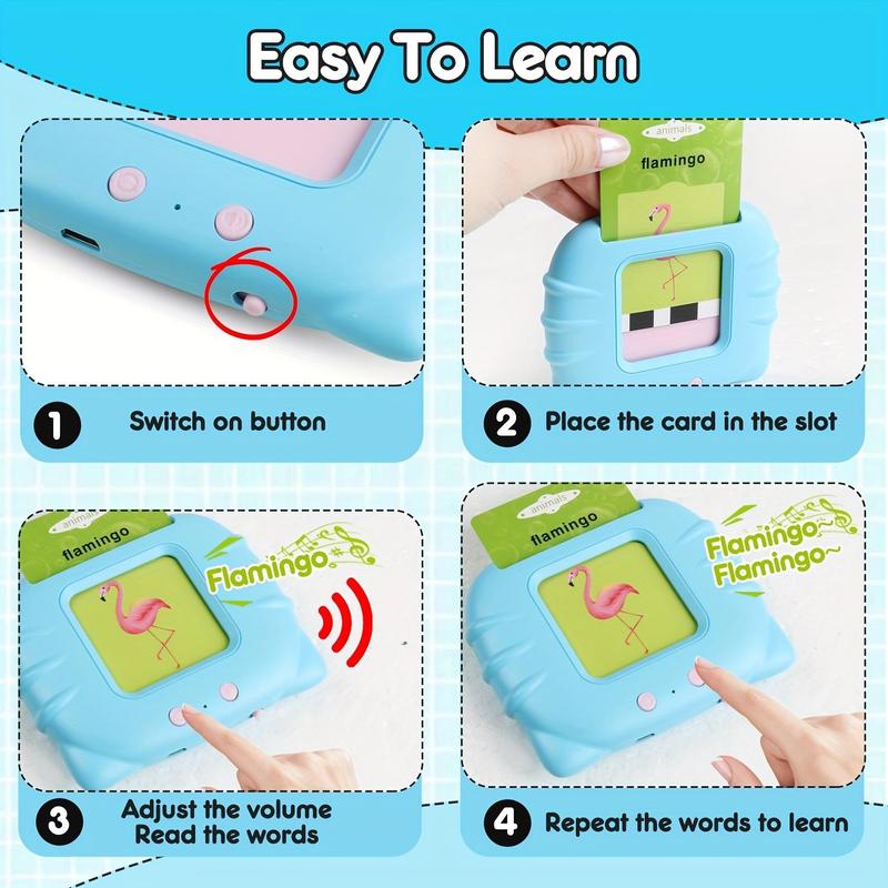 Talking Cards for Kids, 1 Set Flash Card Reader Pocket Speech Learning Toys, Educational Preschool Sight Words Card