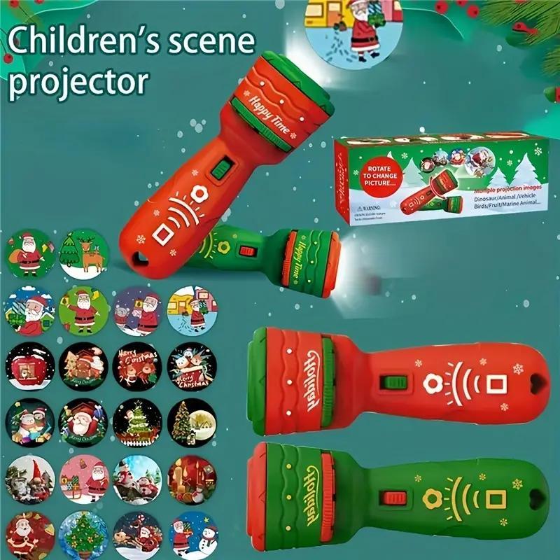 Christmas Themed Handheld Flashlight Toy, 1 Box Creative Educational Toy, Indoor Leisure Entertainment Equipment for Kids