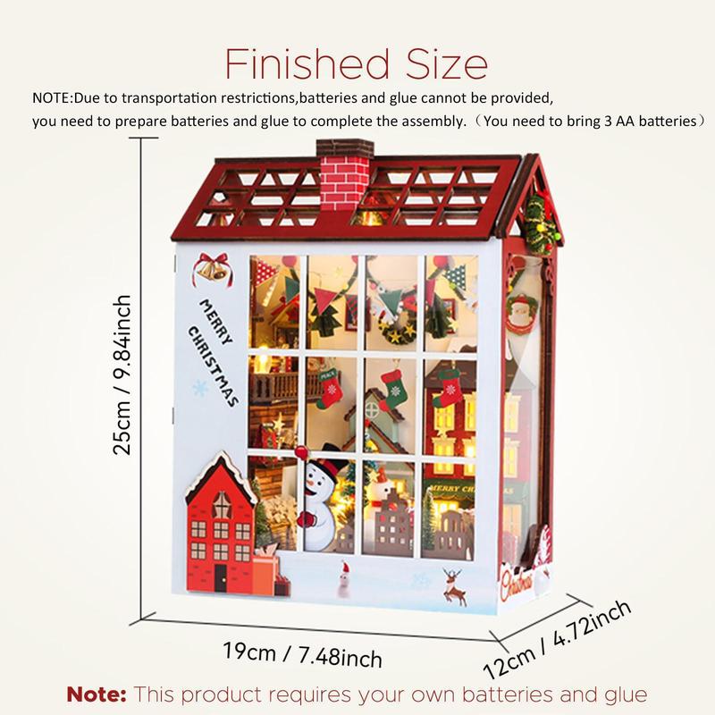 3D Wood Craft Kit, 1 Count Miniature Scene DIY Miniature House Kit, DIY Christmas Corner Decoration, Book End Decoration, Stereo Model Gift for Adults & Teens, Stocking Filler