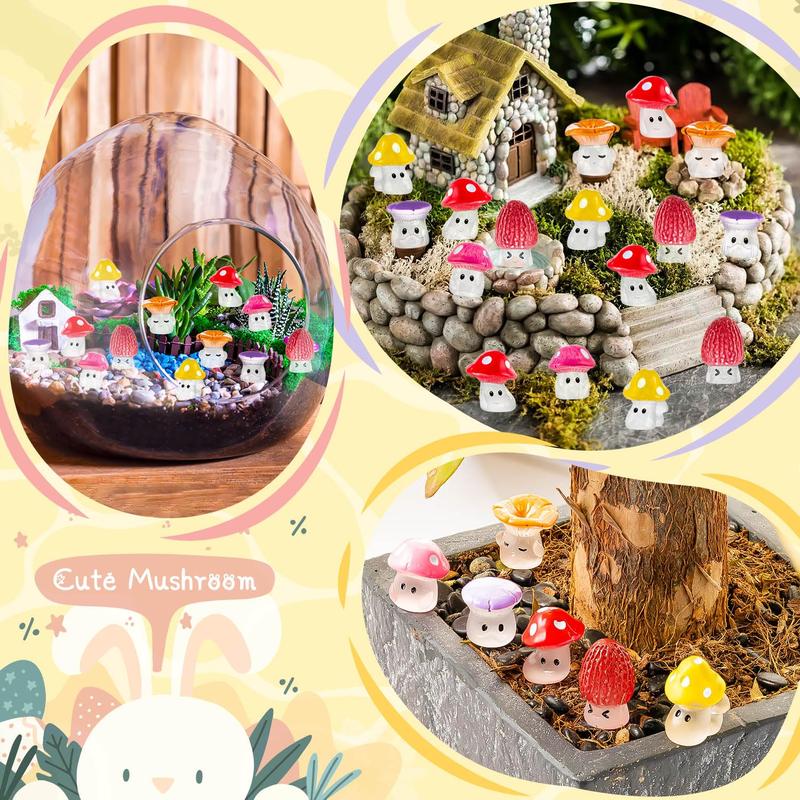 Mini Mushrooms DIY Toy, Cute Resin Tiny Mushrooms Statue Fake Miniature, Fairy Garden Terrarium Accessories, Decor Micro Landscape Craft, Specialty DIY Supplies, Christmas Gift