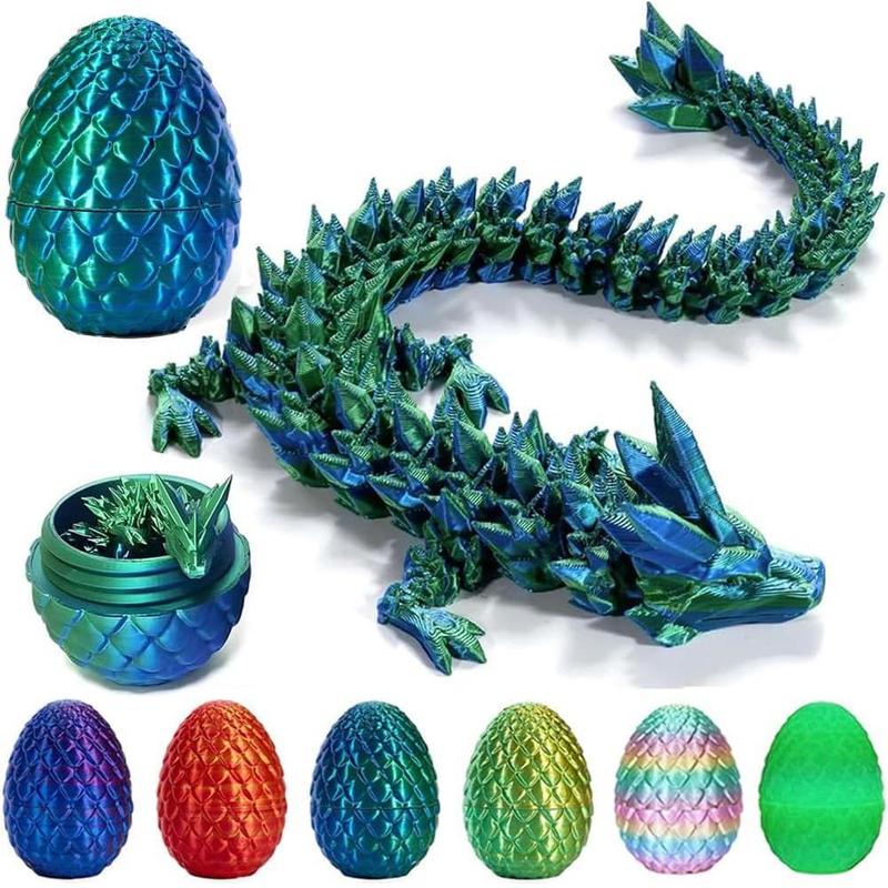 3D Printed Dragon Egg, Mysterious Crystal Dragon Egg Toy Surprise, Articulated Crystal Dragon Egg with Dragon Inside, Toy Gift for Kids Boys Girls