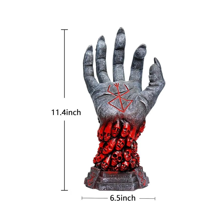 Berserk Statue Berserk Hand of God Berserk Devil Right Hand Skull Rune Sculpture Halloween Skeleton Cosplay Hand Anime Resin Fig