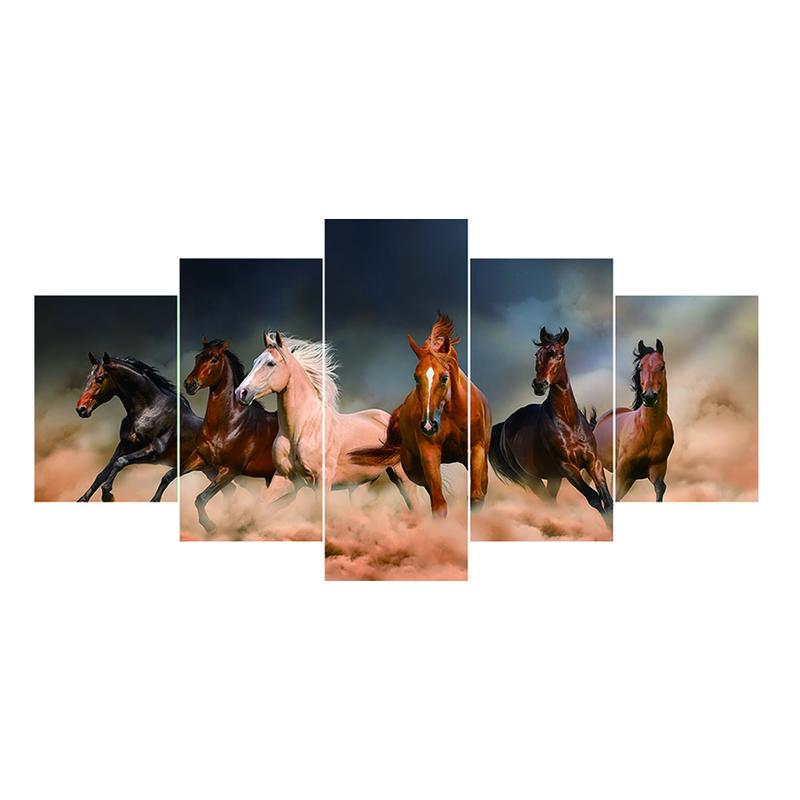 5pcs 5D DIY Full Drill Diamond Painting 6 Horse Cross Stitch Embroidery Kit