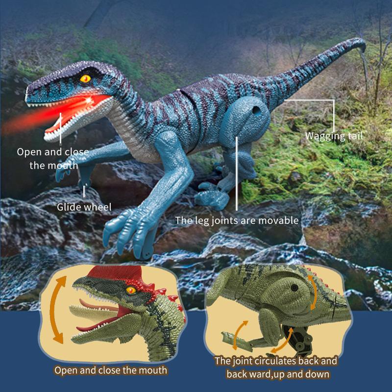 2.4G Wireless Remote Control Dinosaur Robot Toy, Walking & Roaring Dinosaur Remote Control Electronic Robot Toy, Dinosaur Toy with Light & Sound