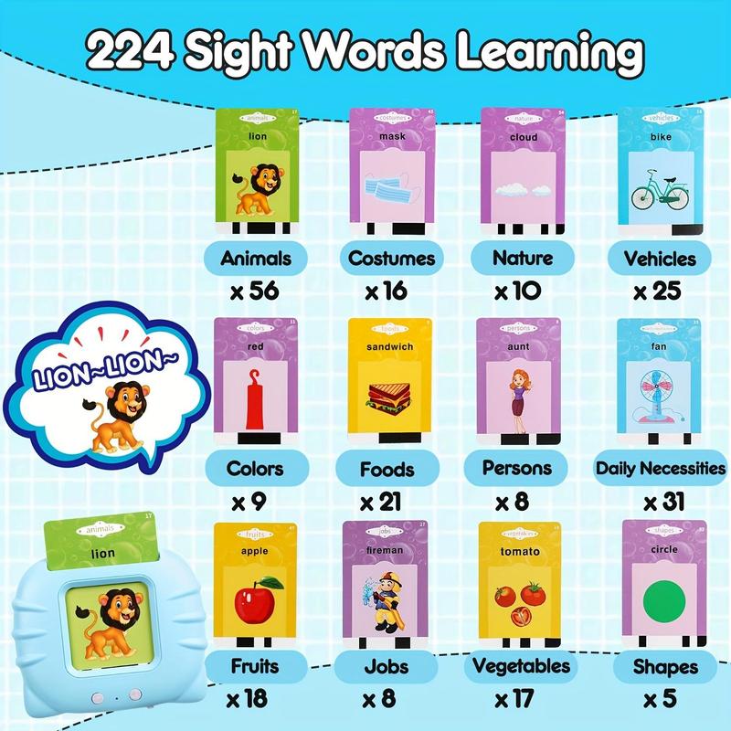 Talking Cards for Kids, 1 Set Flash Card Reader Pocket Speech Learning Toys, Educational Preschool Sight Words Card