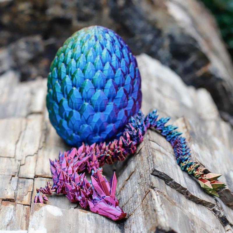 3D Printed Dragons - Ideal Gift for Men, Dungeons & Dragons Enthusiasts - Adjustable Joints, Random Color Combinations (1. Dragon Mom 24 inches, 2. Dragon Baby 12 inches + Dragon Egg)