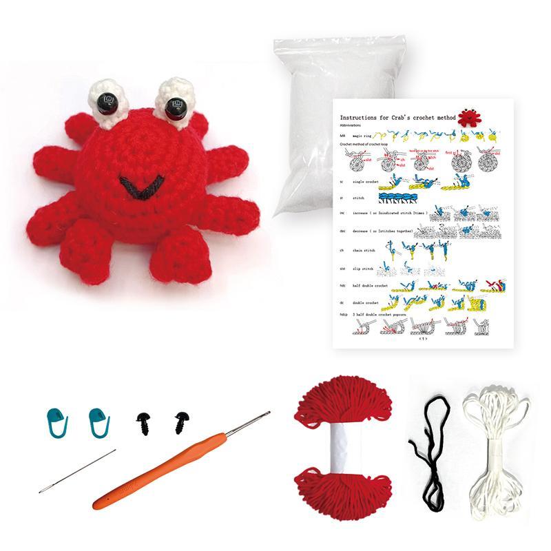 DIY Crochet Kit, 1 Set Cute Cartoon Animal Design Crochet Starter Kit, DIY Handmade Knitting Kit for Beginners, Knitting Supplies