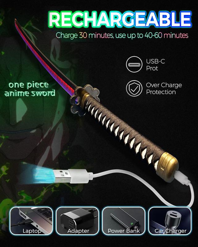 2.0 Upgraded Light Up One Piece Roronoa Zoro Sword - 40 inches Plastic Anime cosplay prop