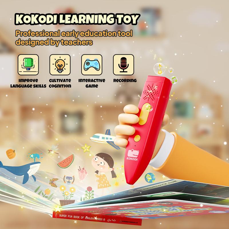 KOKODI Educational Toy, Talking Pen Toy, Learning Alphabet Toy with Games, Christmas Gift, Birthday Gift, Interactive Books for Encouraging Expression, Talking Pen with Recording Capability and Puzzle Games