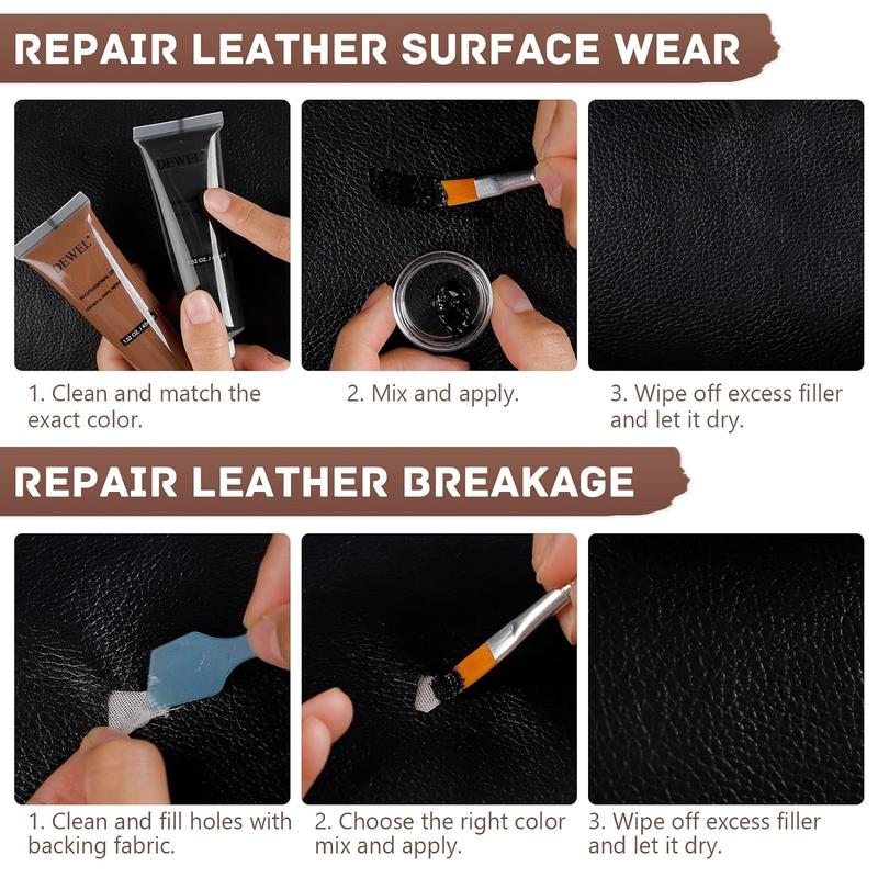 Brown Leather Repair Kit, Professional Vinyl Repair Kit for Furniture, Couches, Car Seat and Purse, Advanced Leather Repair Paste with Tools, Restore Leather Scratch, Tears, Burn Holes