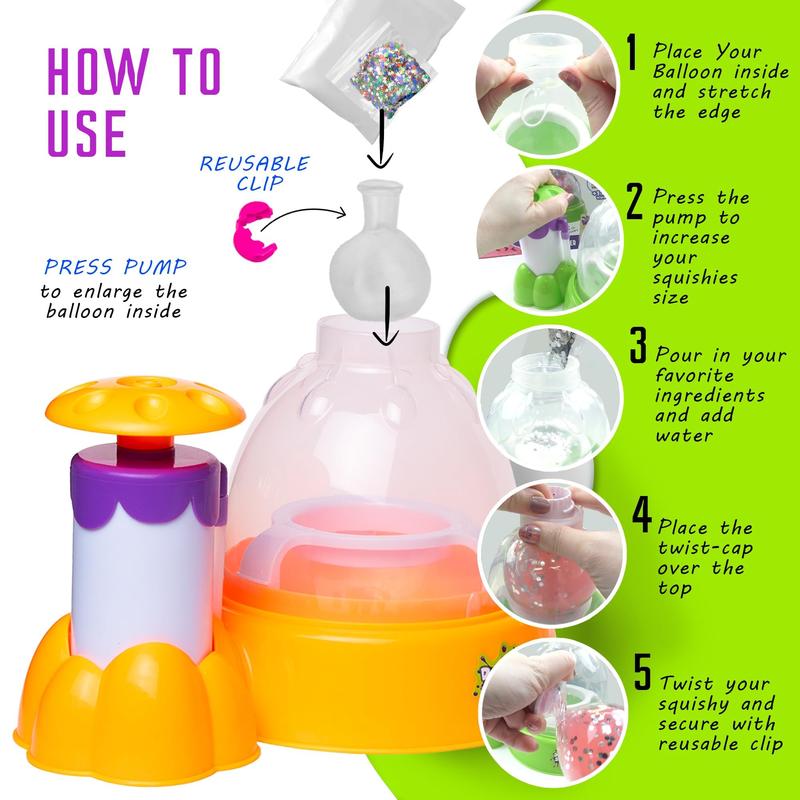 Doctor Squish- Squishy Maker Station Neon - Glow in The Dark Squishies - Decorate with Glow in The Dark Sparkles, Glow in The Dark Slime Powder & Squishies, Just Add Water to Make Your Own Slime