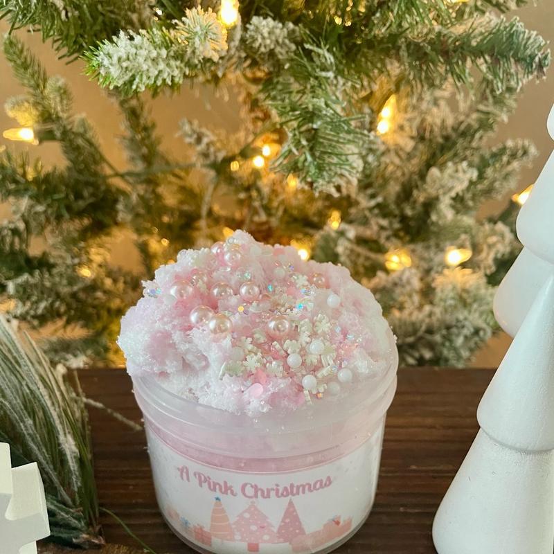 A Pink Christmas slime Christmas Slime Candy Cane Scented cloud cream slime Christmas Decorations Christmas Ideas Christmas gifts