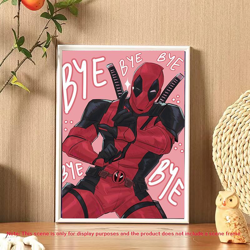 Deadpool Pattern DIY Diamond Arts Colorful Painting Kit without Frame, 5D Diamond Arts Colorful Painting Kit, Wall Art Decor for Home Bedroom