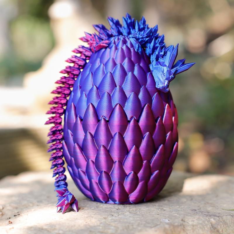 3D Printed Dragons - Ideal Gift for Men, Dungeons & Dragons Enthusiasts - Adjustable Joints, Random Color Combinations (1. Dragon Mom 24 inches, 2. Dragon Baby 12 inches + Dragon Egg)