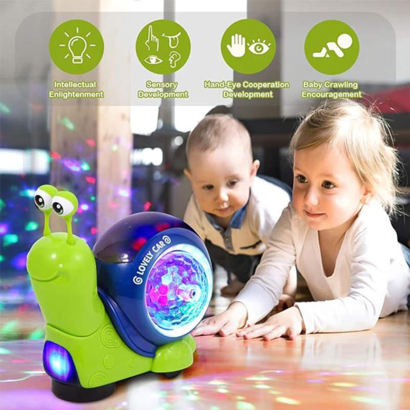 Electric Snail Toy Cute Electronic Animal Crawling Toy, Crawl Snail Design Toys, Toys with Built-in LED Light, Interactive Learning Toy